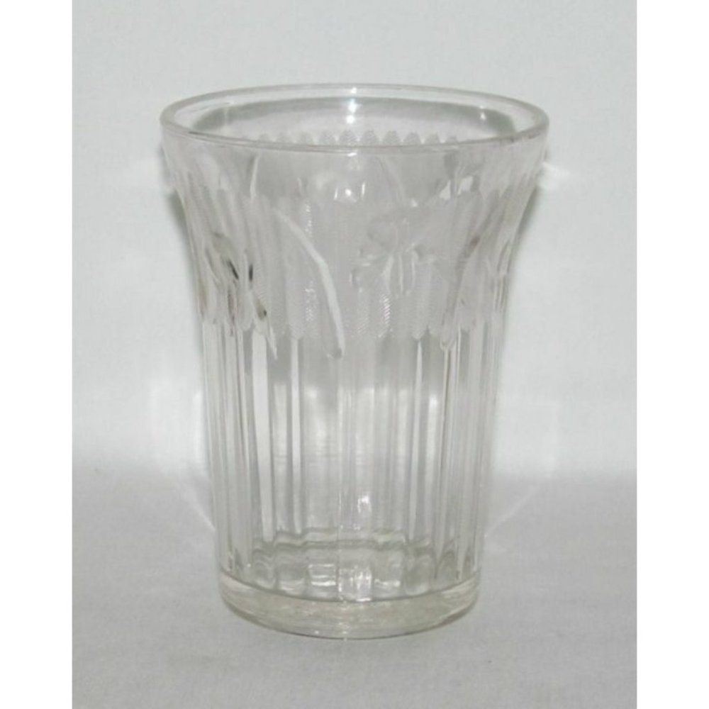 Jeannette Glass IRIS AND HERRINGBONE Crystal Flat Water Tumbler SCARCE